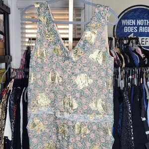 The Kooples Green and Gold Patterned Dress